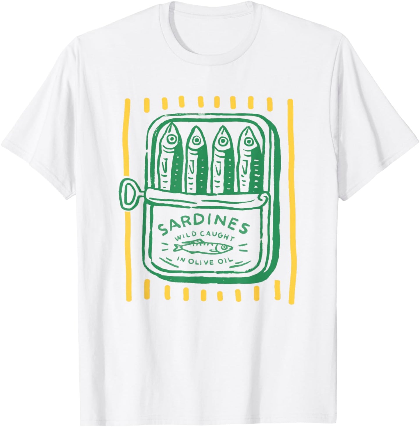 Les Sardines Fisherman Aesthetic Coastal Sardine Tinned Fish T-Shirt - T-Shirt | White
