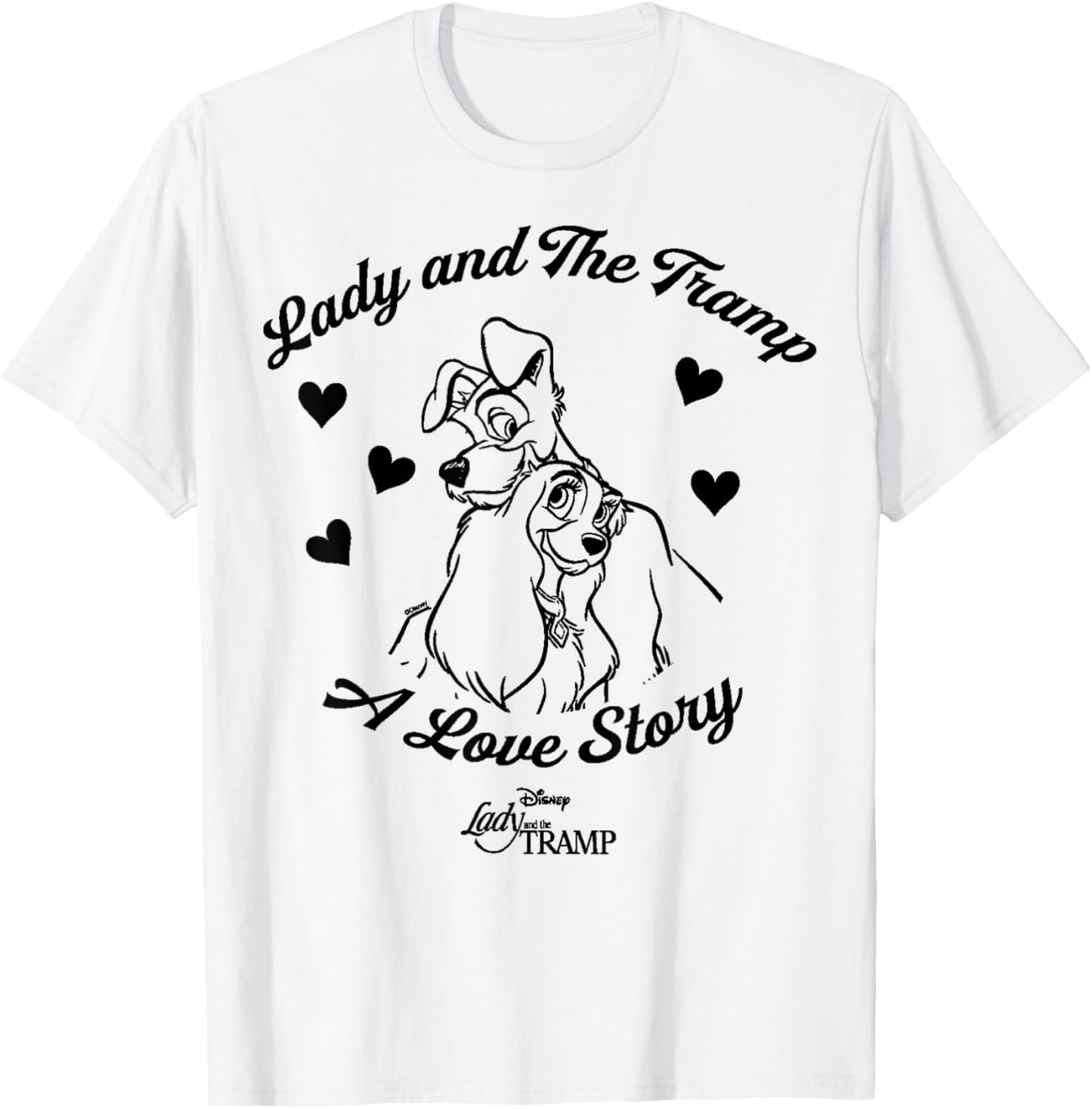 Disney Lady and The Tramp Love Heart T-Shirt - T-Shirt | White
