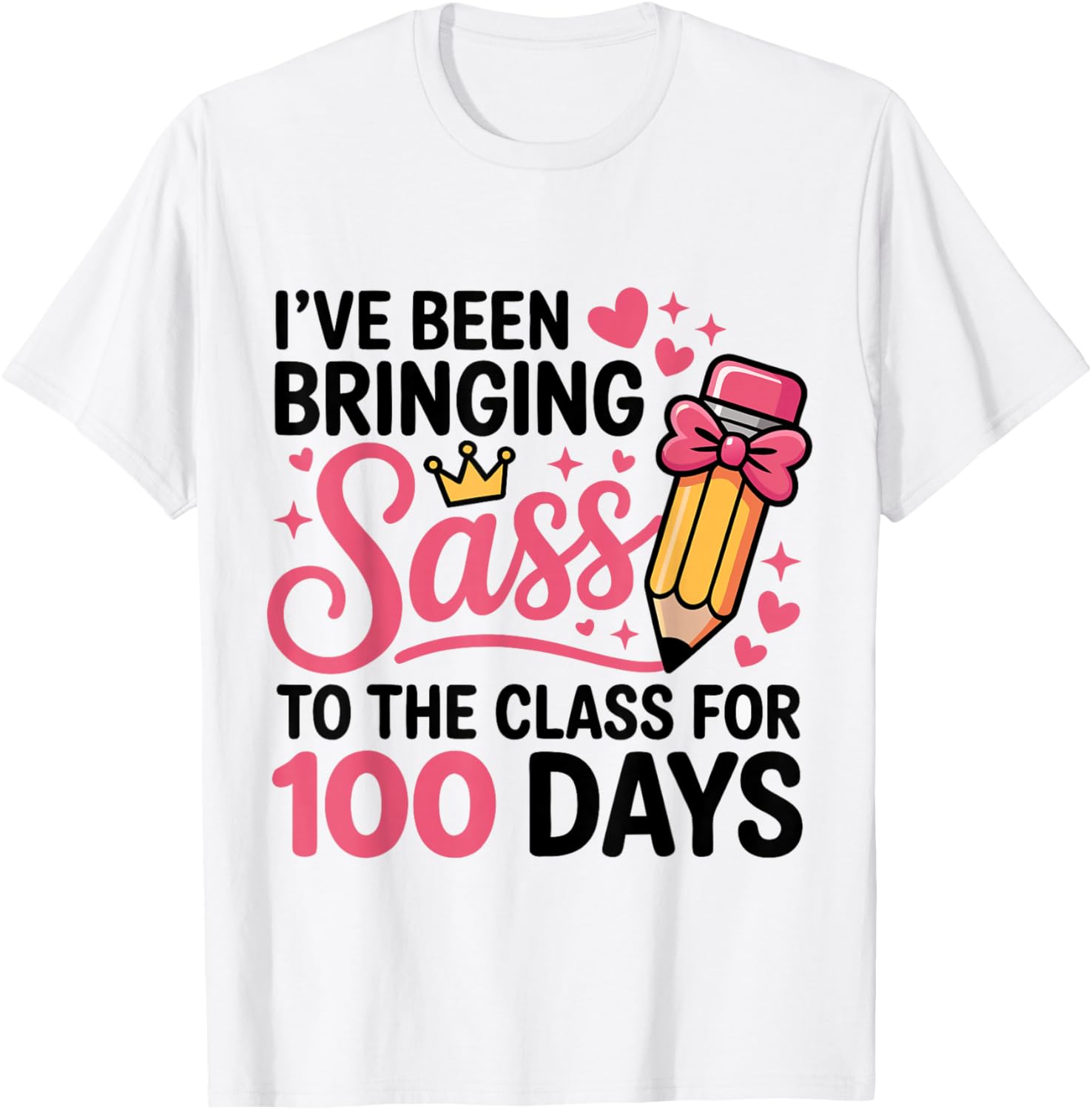 Bringing Sass to The Class for 100 Days of School Bow Girls T-Shirt - T-Shirt | White