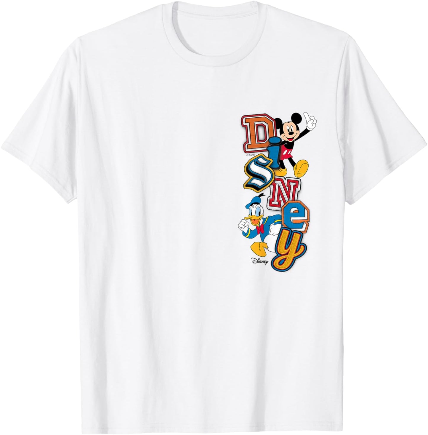 Mickey Mouse & Donald Duck - Disney Faux Patch T-Shirt - T-Shirt | White