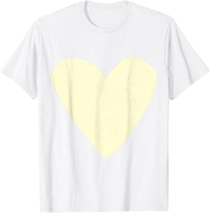 Love Heart Cream Beige Color Mustard T-Shirt - T-Shirt | White