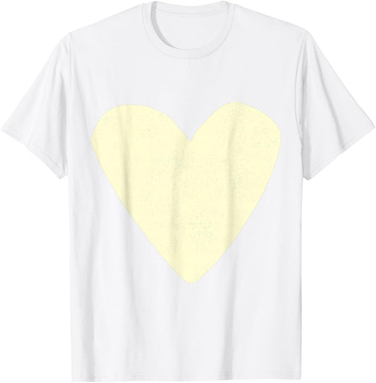 Love Heart Cream Beige Color Mustard T-Shirt - T-Shirt | White