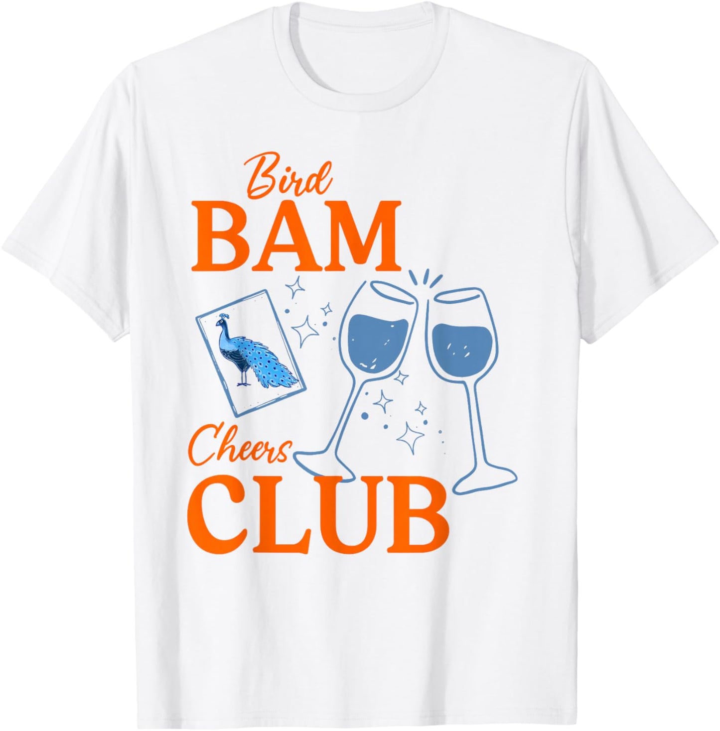 Bird Bam Cheers Club Peacock Mahjong Chinese Mah Jong Wine T-Shirt - T-Shirt | White