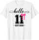 Hello Eleventh Est 2015 Coquette Bow 11th Birthday Girl T-Shirt - T-Shirt | White