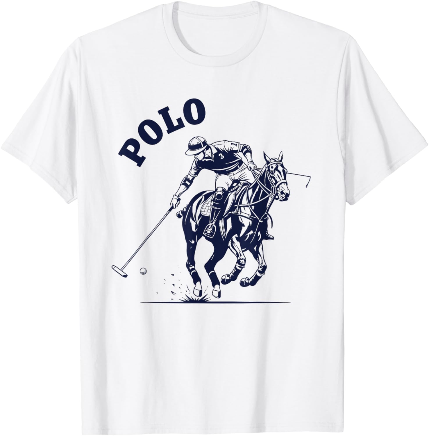 Polo Horse Riding Sportsman Silhouette Design T-Shirt - T-Shirt | White