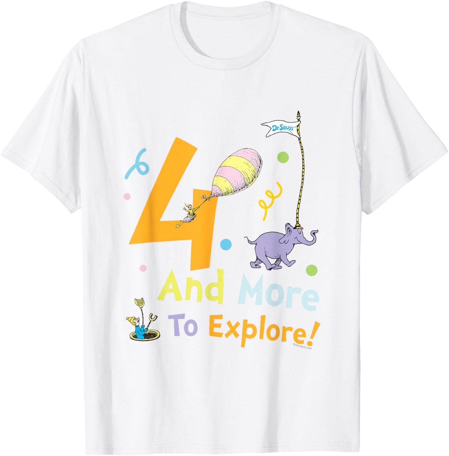 Dr. Seuss 4 and More to Explore Birthday Officially Licensed T-Shirt - T-Shirt | White