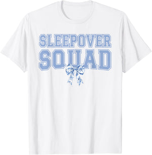 Sleepover Squad Coquette Toile Blue Bow Girls Party T-Shirt - T-Shirt | White