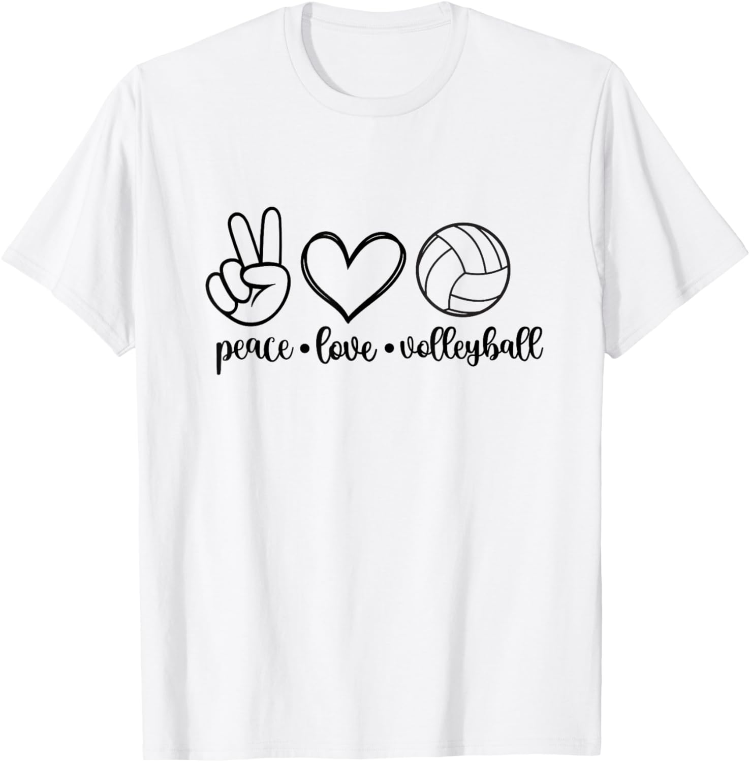 Peace, Love, Volleyball, Sports and Games T-Shirt - T-Shirt | White