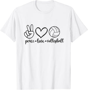 Peace, Love, Volleyball, Sports and Games T-Shirt - T-Shirt | White