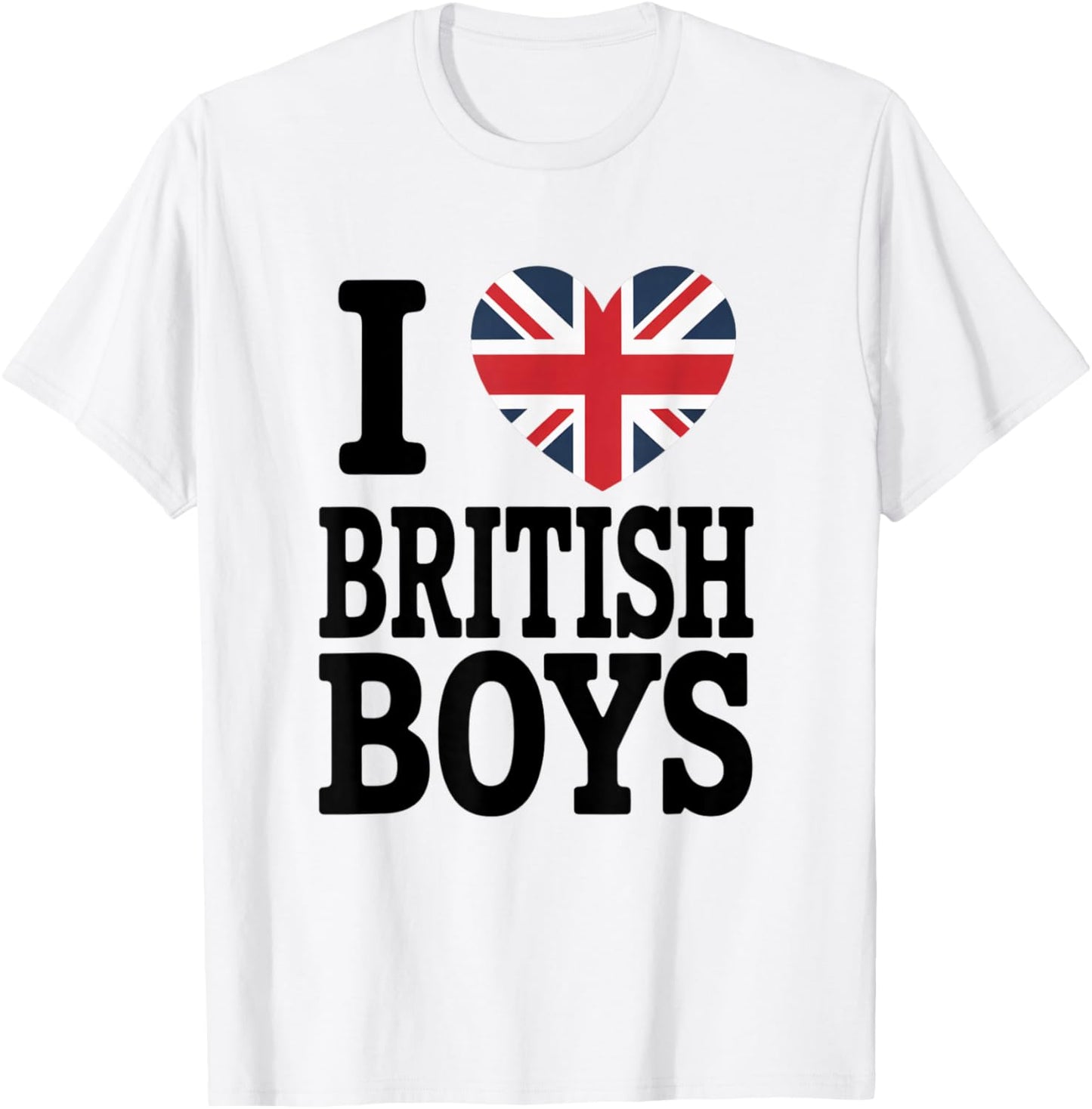 Great Britain Flag Heart Graphic - I Love British Boys T-Shirt - T-Shirt | White