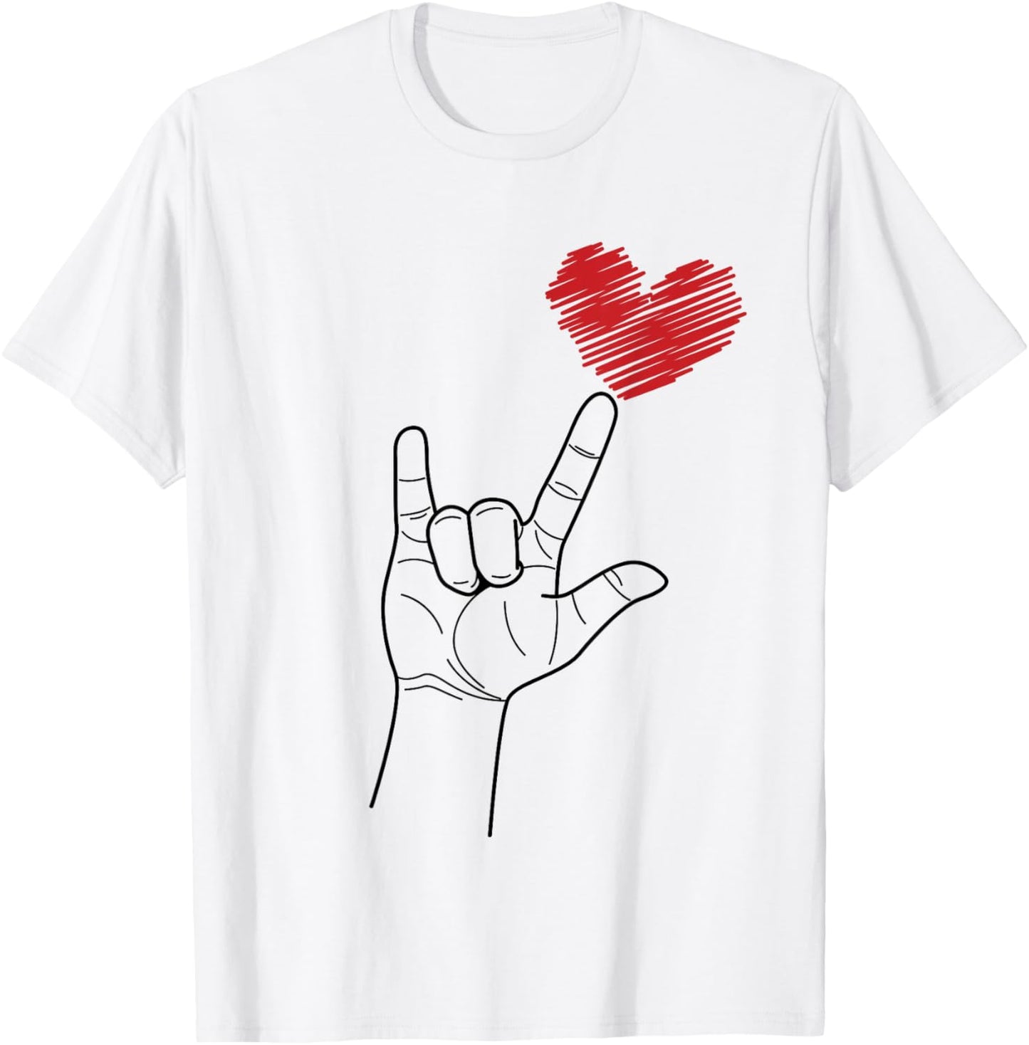American Sign I Love You Hand Sign ASL Heart Women Kids Men T-Shirt - T-Shirt | White