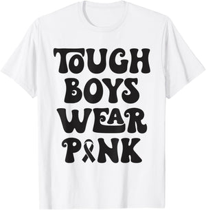 Tough Boys Wear Pink Funny Breast Cancer Awareness Men Kids T-Shirt - T-Shirt | White