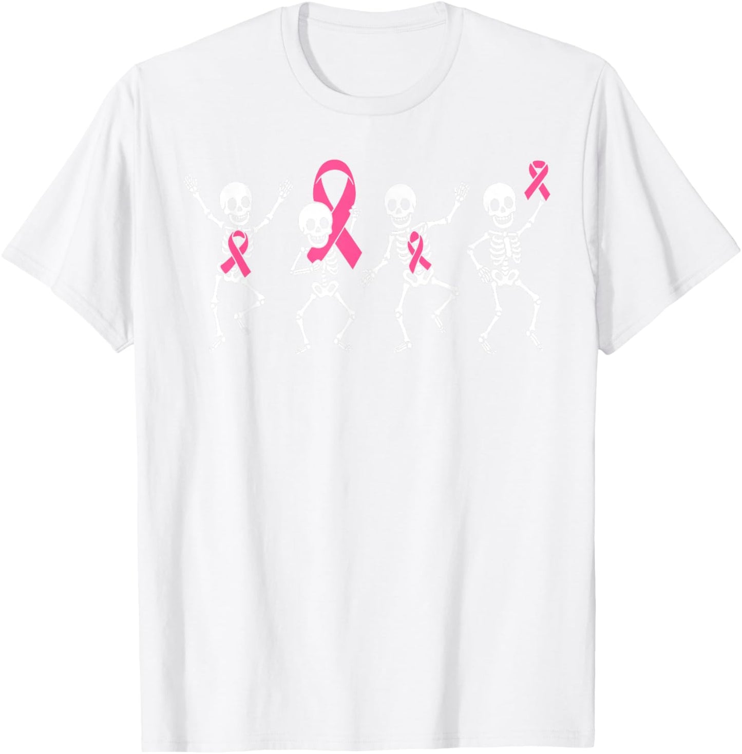 Pink Ribbon Breast Cancer Awareness Skeleton Boys Men Kids T-Shirt - T-Shirt | White