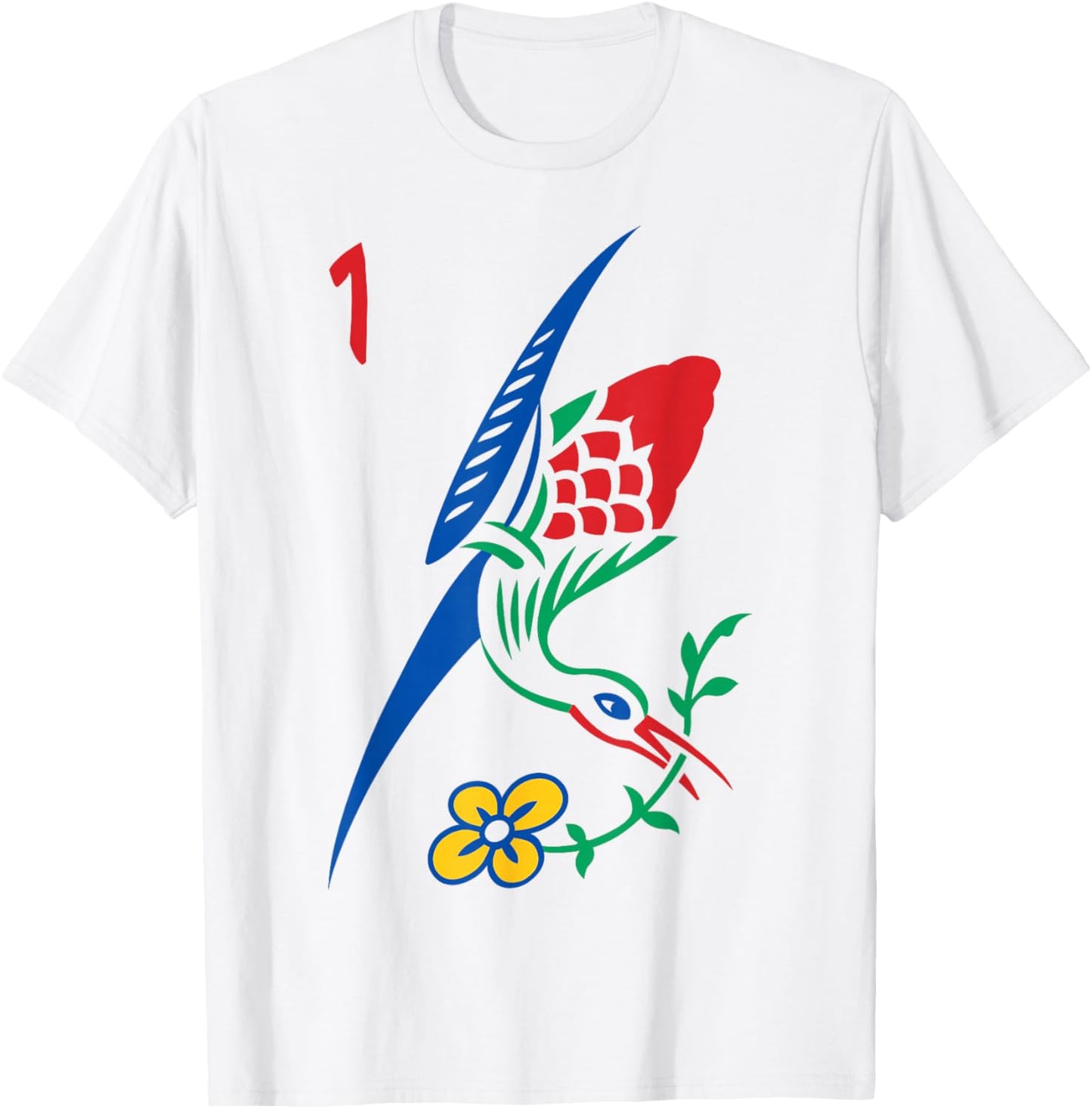 Chinese Mahjong Game Tile One Bamboo Sozu Bird T-Shirt - T-Shirt | White