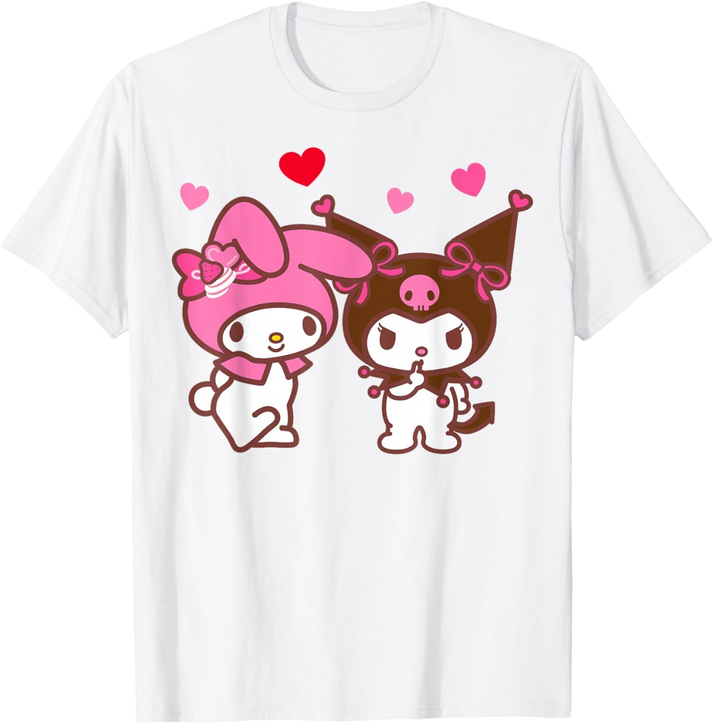 Hello Kitty Valentine's Day My Melody and Kuromi Hearts T-Shirt - T-Shirt | White