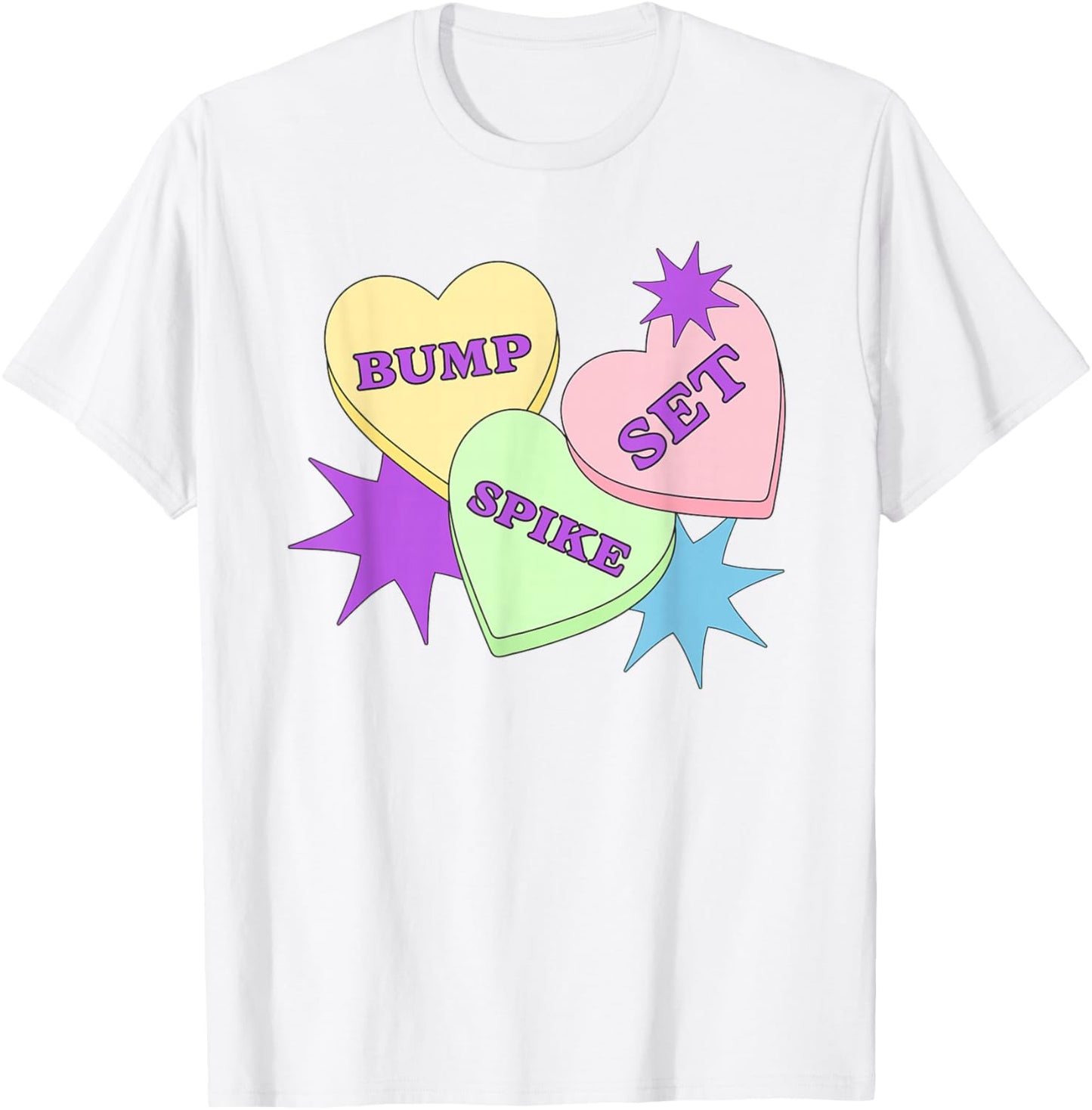 Volleyball Valentine's Day Sports Bump Set Spike Cute Hearts T-Shirt - T-Shirt | White
