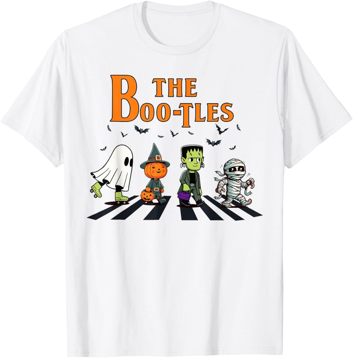 The Boo-Tles Halloween Pumpkin Mummy Ghost Frankenstein T-Shirt - T-Shirt | White