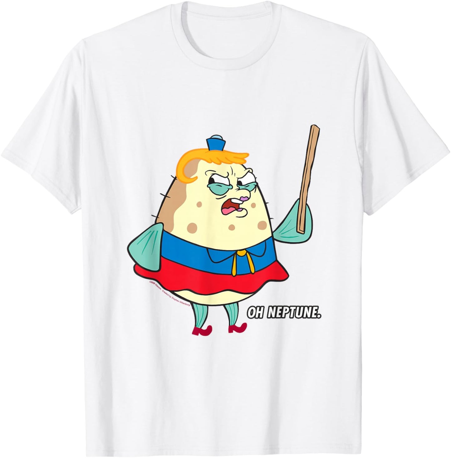 Spongebob Angry Mrs. Puff Oh Neptune Funny Cartoon T-Shirt - T-Shirt | White