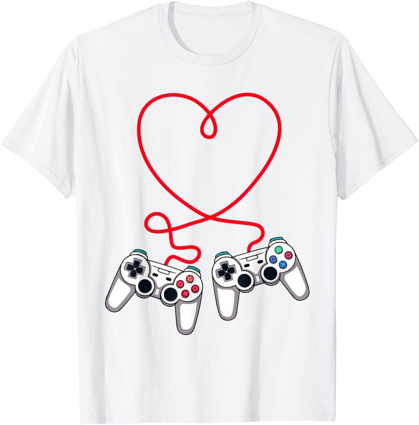 Video Gamer Valentines Day Controllers Heart Teens Boys Kids T-Shirt - T-Shirt | White