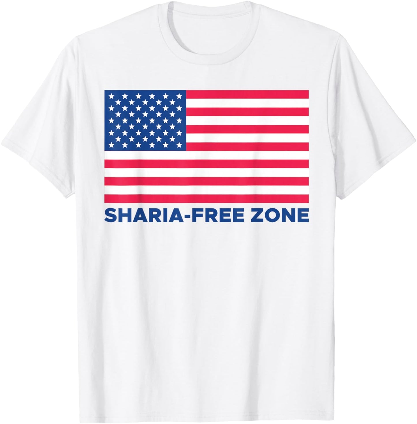 Sharia Free Zone America Flag T-Shirt - T-Shirt | White