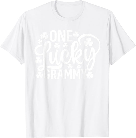 One Lucky Grammy Funny St Patrick's Day Shamrocks T-Shirt - T-Shirt | White