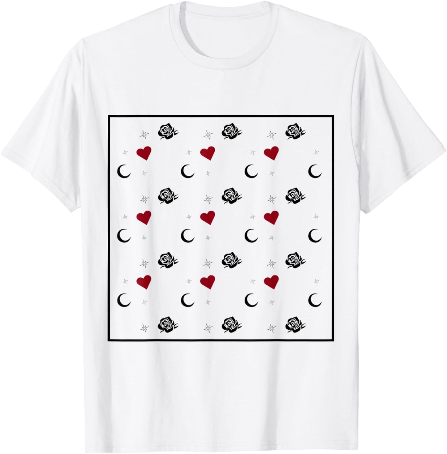 Roses, Hearts, and Moons T-Shirt - T-Shirt | White