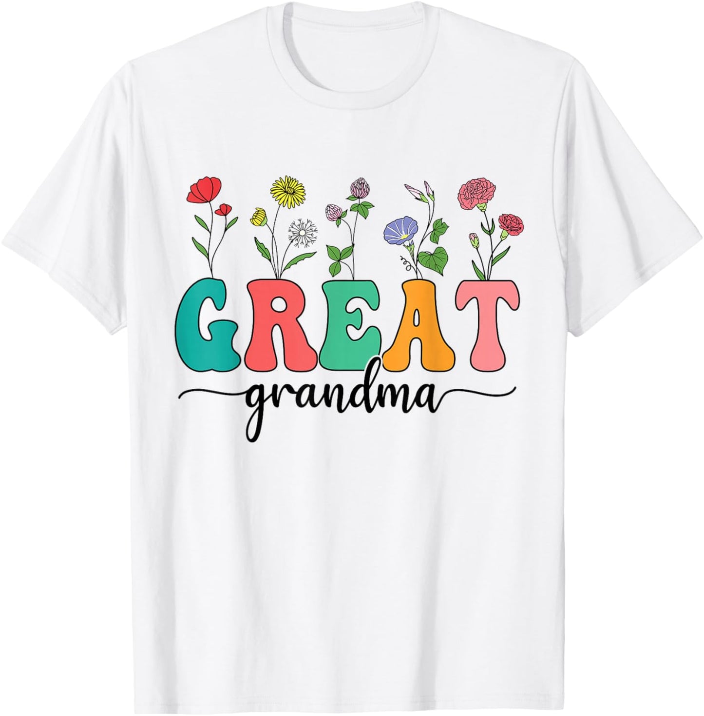 Cute Wildflowers Grandma Floral Mother's Day Great Grandma T-Shirt - T-Shirt | White
