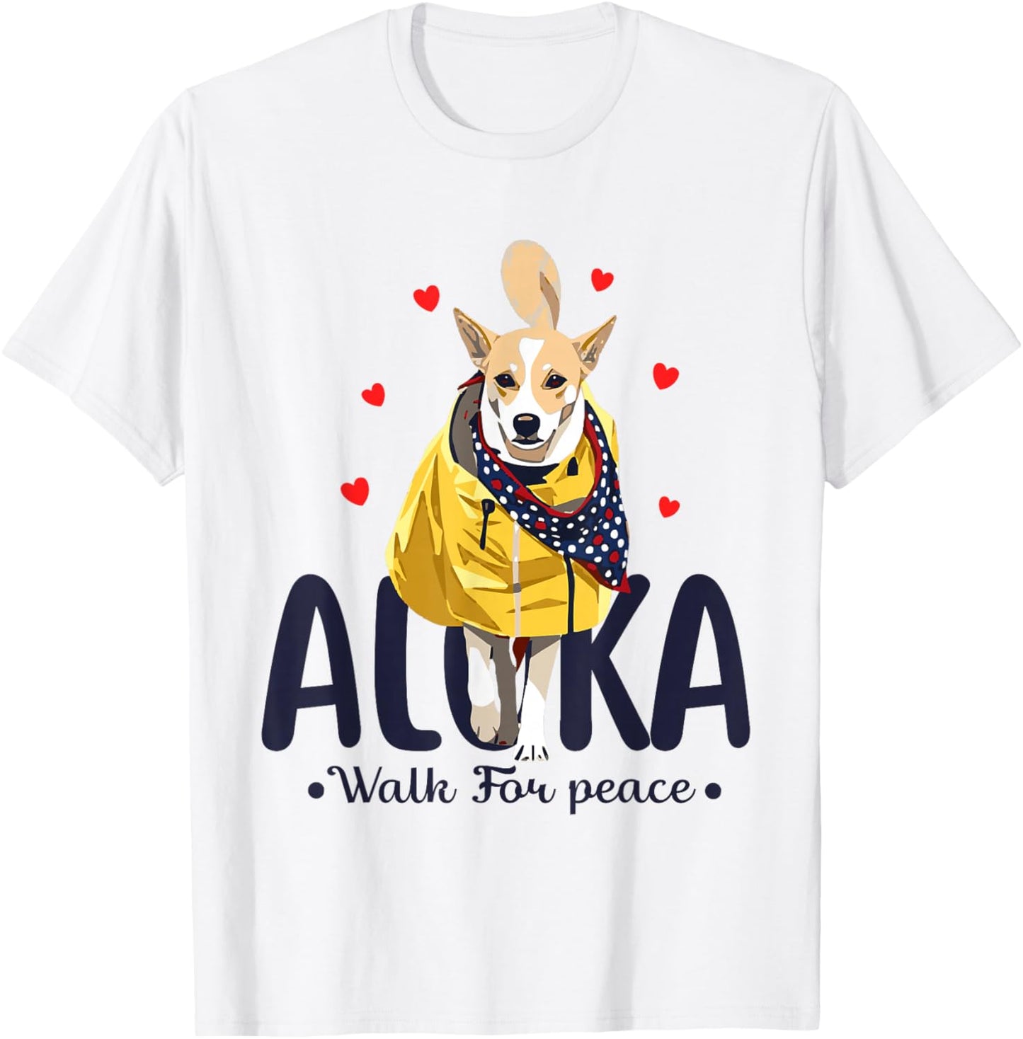 Aloka – Walk for Peace Monks with Aloka Dog T-Shirt - T-Shirt | White