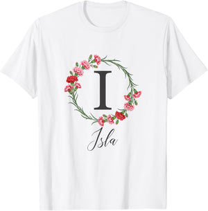 Floral Isla Name Flower Personalized Name Isla T-Shirt - T-Shirt | White