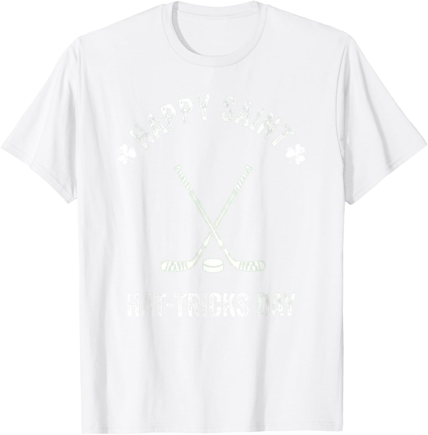 Hockey St Patricks Day Boys Men Shamrock Hockey T-Shirt - T-Shirt | White