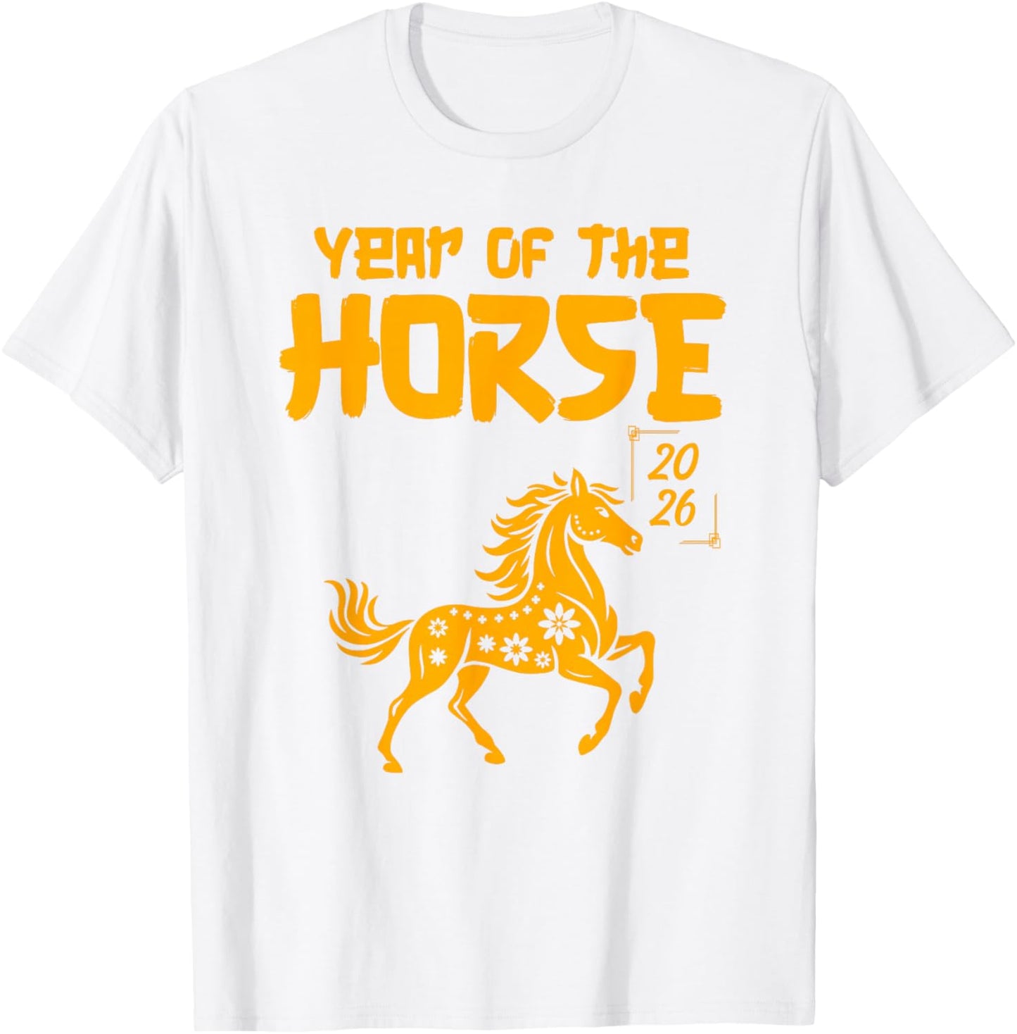 Year of The Horse 2026 Happy New Year Golden Horse T-Shirt - T-Shirt | White