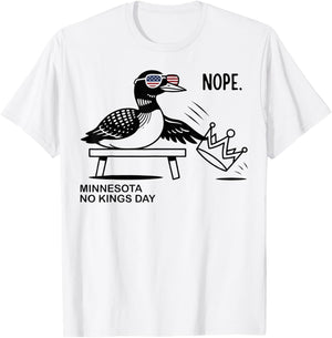 Minnesota No Kings Day Common Loon State Bird Crown Protest T-Shirt - T-Shirt | White