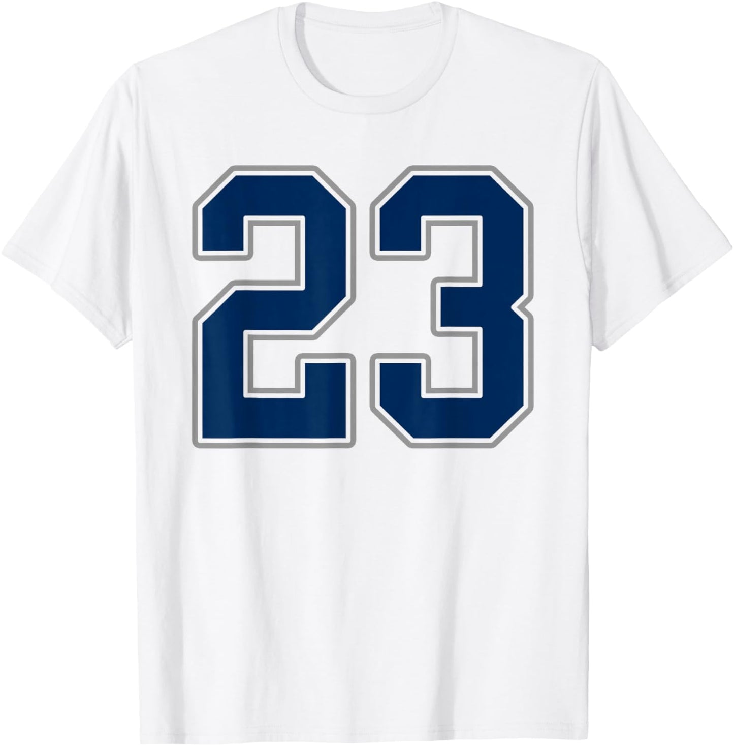 Navy Blue Silver Number 23 Jersey Player Uniform #23 T-Shirt - T-Shirt | White