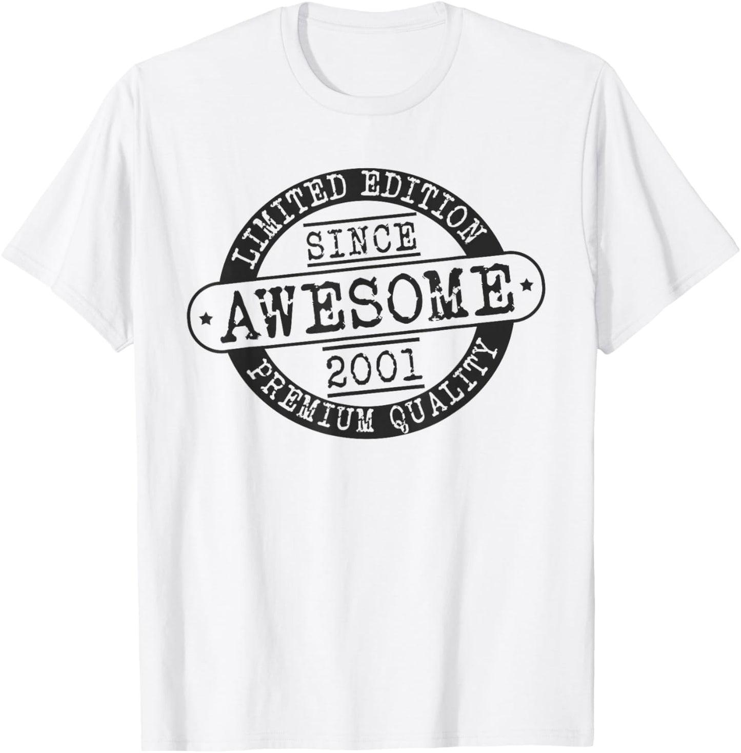 Born in 2001, Basic Rustic Style Awesome Since 2001 Birthday T-Shirt - T-Shirt | White