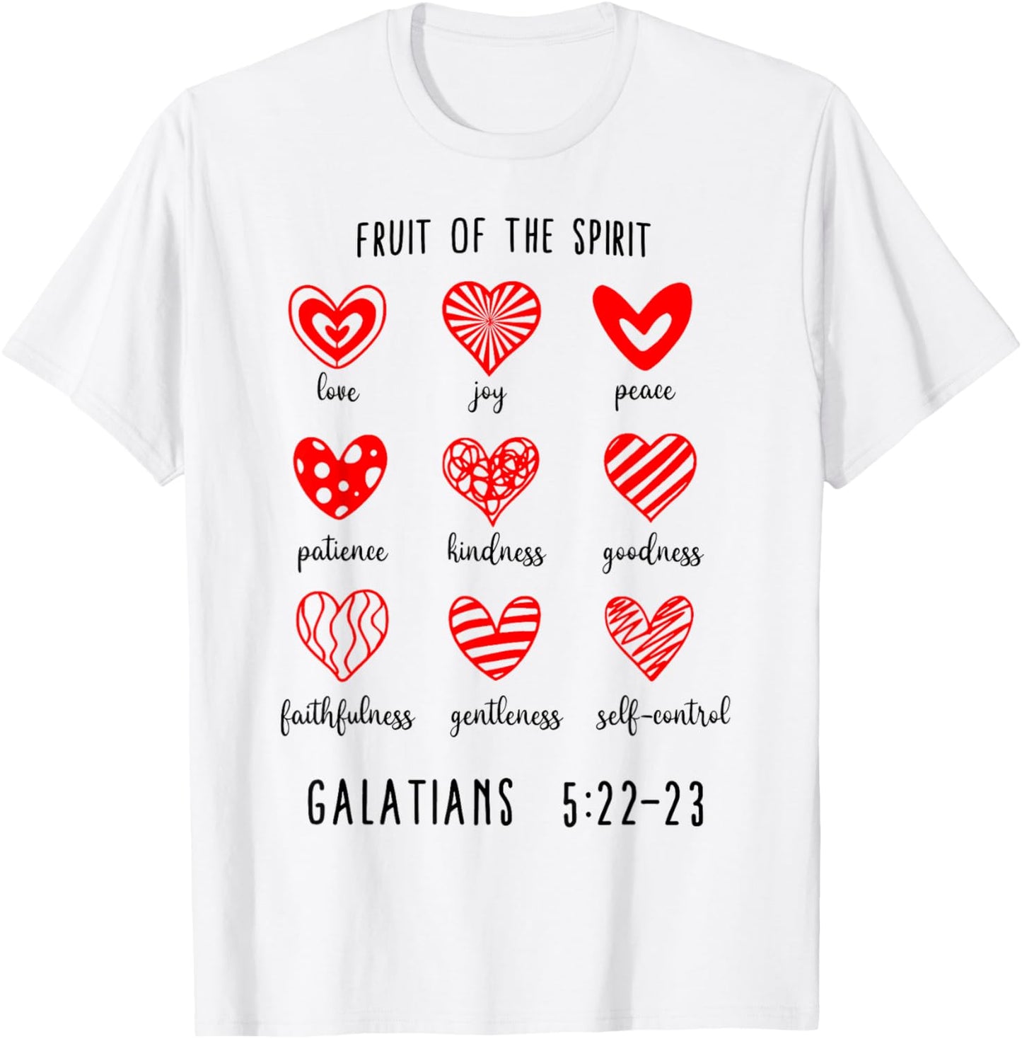 Fruit of The Spirit Christian Hearts Galatians 5:22-23 T-Shirt - T-Shirt | White