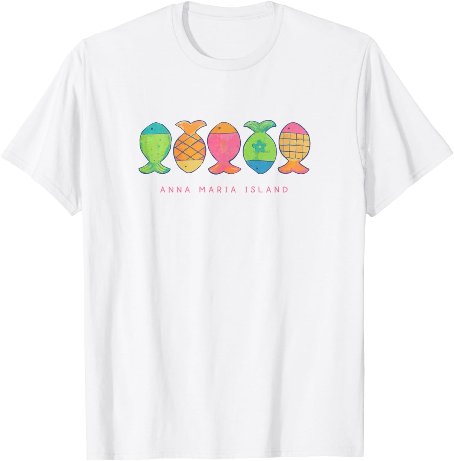 Anna Maria Island Cute Beachy Fish Art Graphic T-Shirt - T-Shirt | White