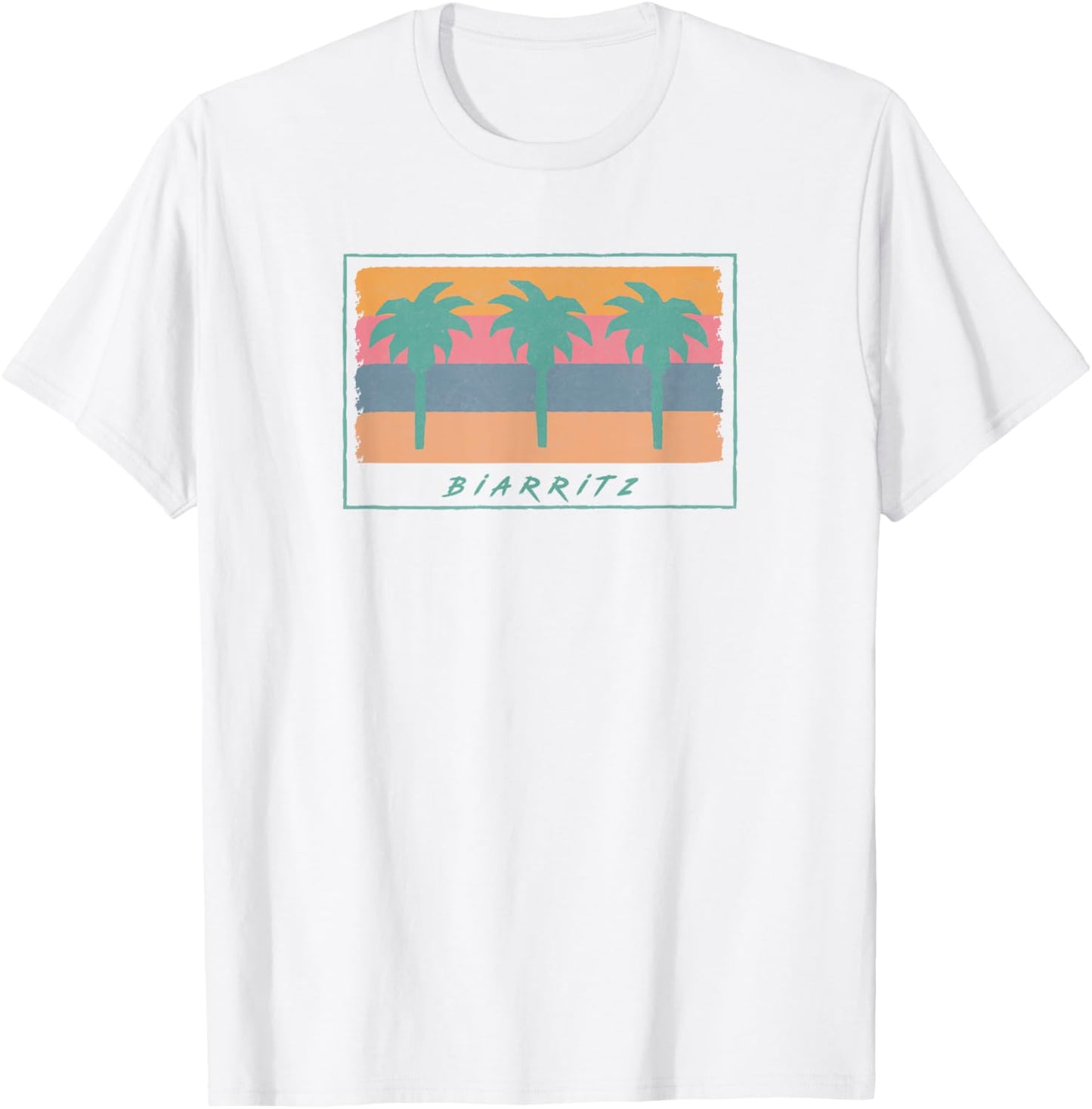 Biarritz France Surf Retro Graphic T-Shirt - T-Shirt | White