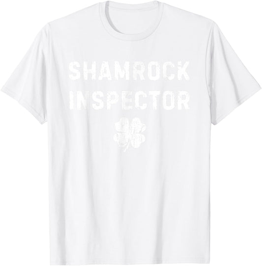 Shamrock Inspector Funny St Patricks Day Couple T-Shirt - T-Shirt | White
