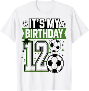 Birthday Boy 12 Soccer Its My 12th Birthday Boys Soccer T-Shirt - T-Shirt | White