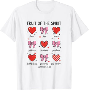 Fruit of The Spirit Christian Valentines Hearts Galatians T-Shirt - T-Shirt | White