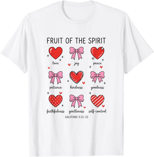 Fruit of The Spirit Christian Valentines Hearts Galatians T-Shirt - T-Shirt | White