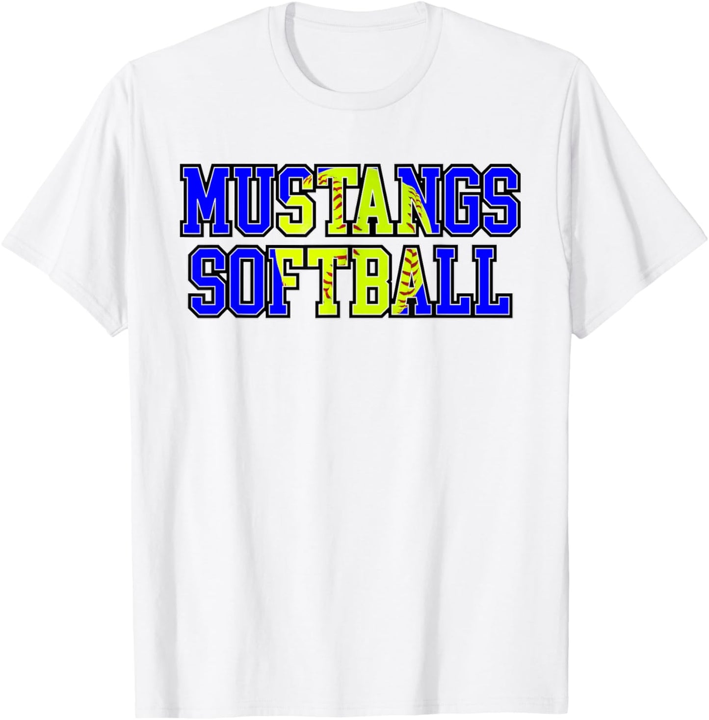 Mustangs Softball Mom Blue Mustang Pride Game Day Team T-Shirt - T-Shirt | White