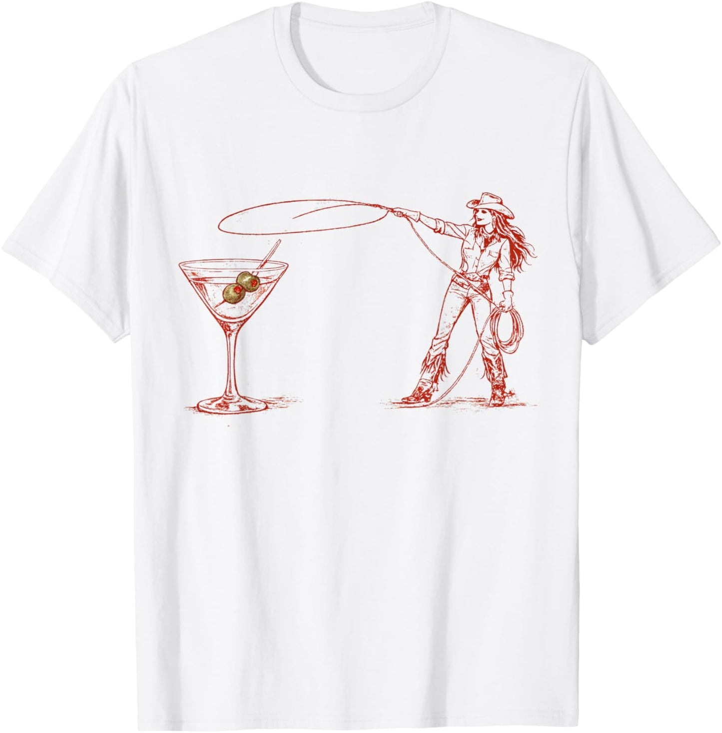 Cowgirl Martini Western T-Shirt - T-Shirt | White
