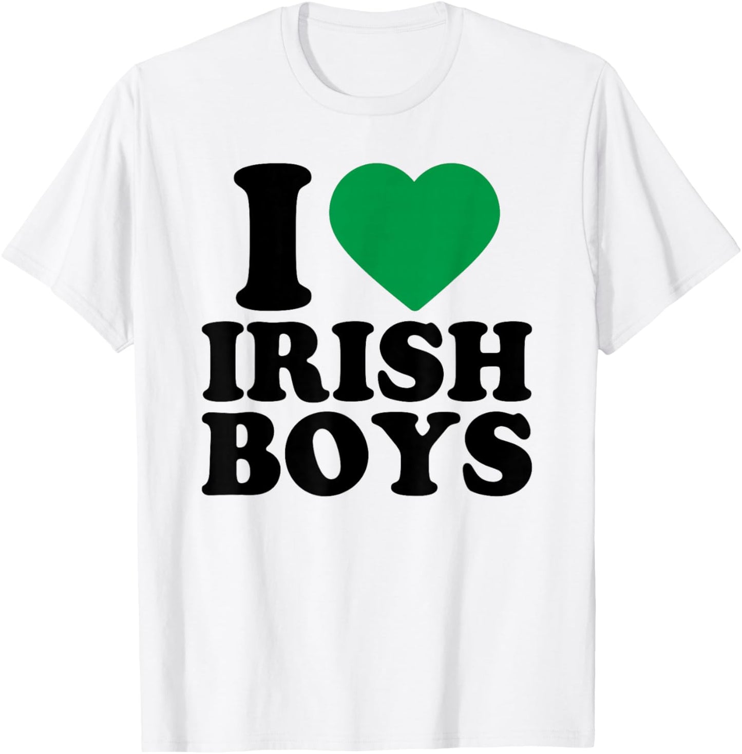 I Love Irish Boys Shirt Green Heart Shamrock St Patricks Day T-Shirt - T-Shirt | White