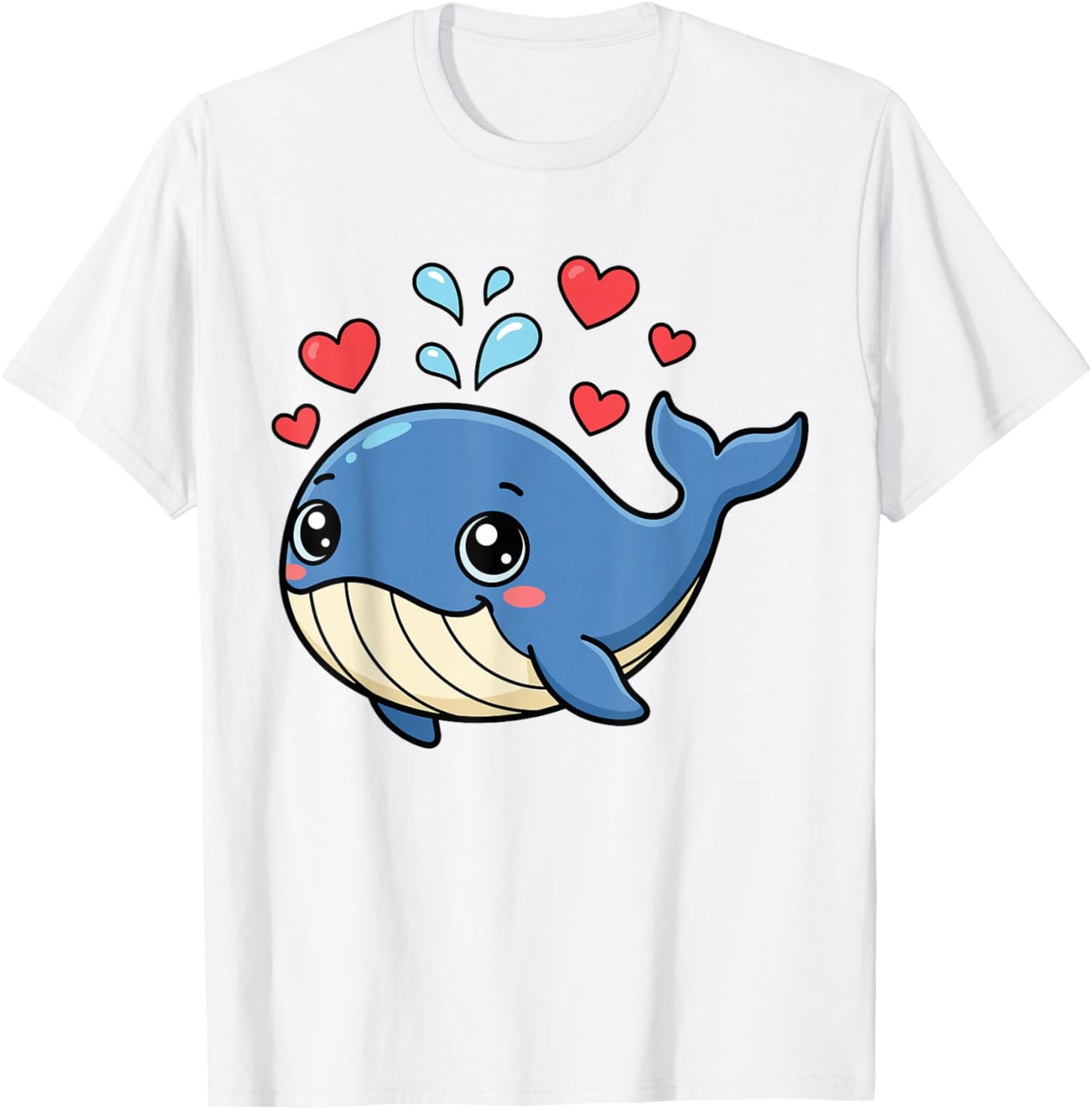 Cute Whale Valentines Whale Watching Hearts Cartoon Boy Girl T-Shirt - T-Shirt | White