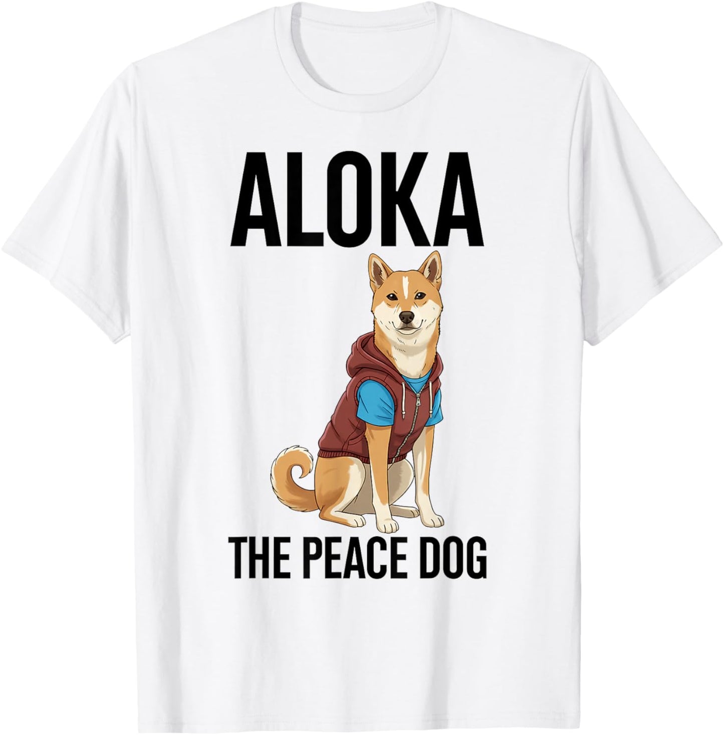 Aloka The Peace Dog Minimalist Zen Art T-Shirt - T-Shirt | White