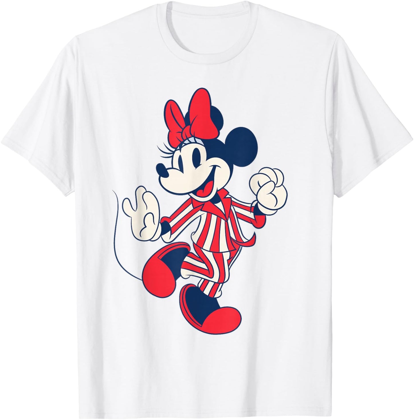 Disney Minnie Mouse Striped Pajamas Slumber Party PJs Pose T-Shirt - T-Shirt | White