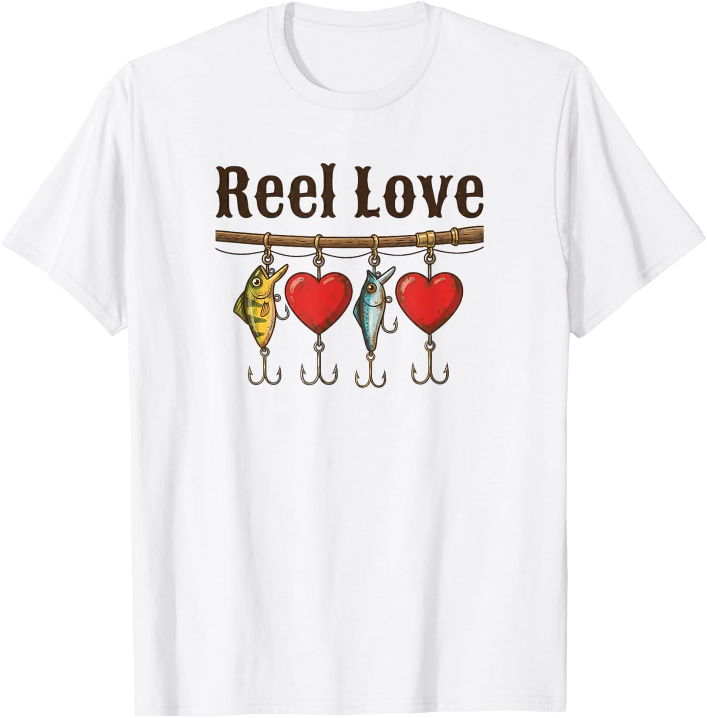 Reel Love Fishing Lures Hearts T-Shirt - T-Shirt | White