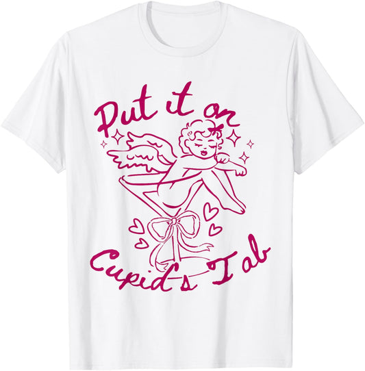 Put it on Cupid's Tab Cute Valentine's Day Martini Cocktail T-Shirt - T-Shirt | White
