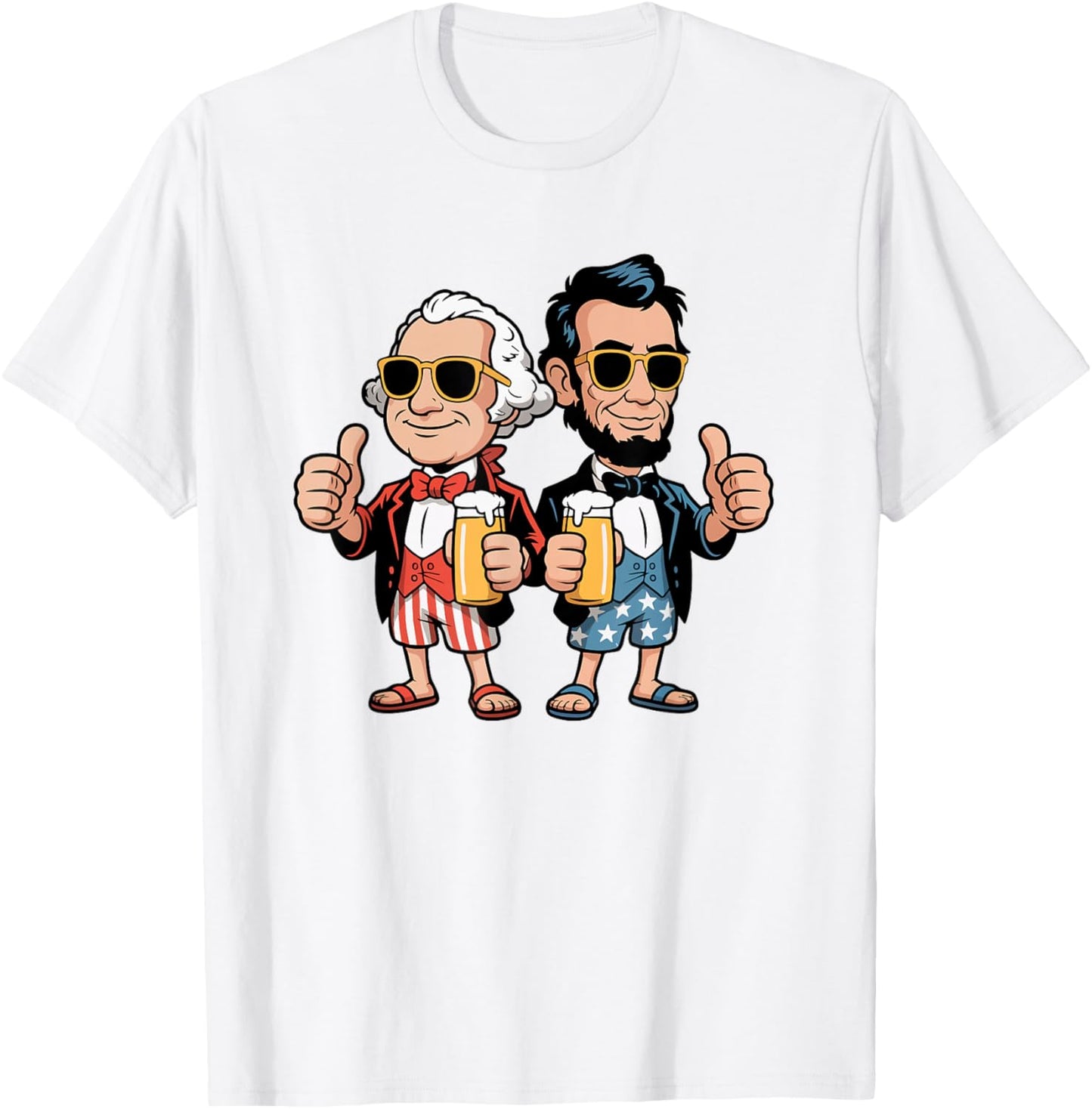 Funny President's Day Lincoln Washington Patriotic Drinking T-Shirt - T-Shirt | White